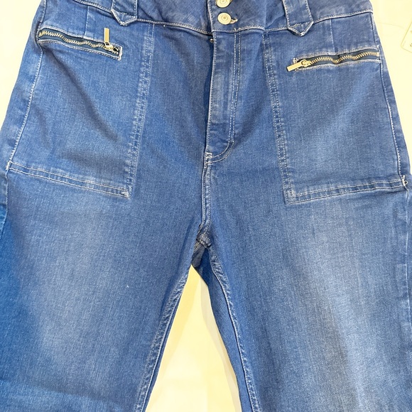 Free People Layla Women's Dark Wash High Waist Wide Leg Flare Jeans - Picture 8 of 9